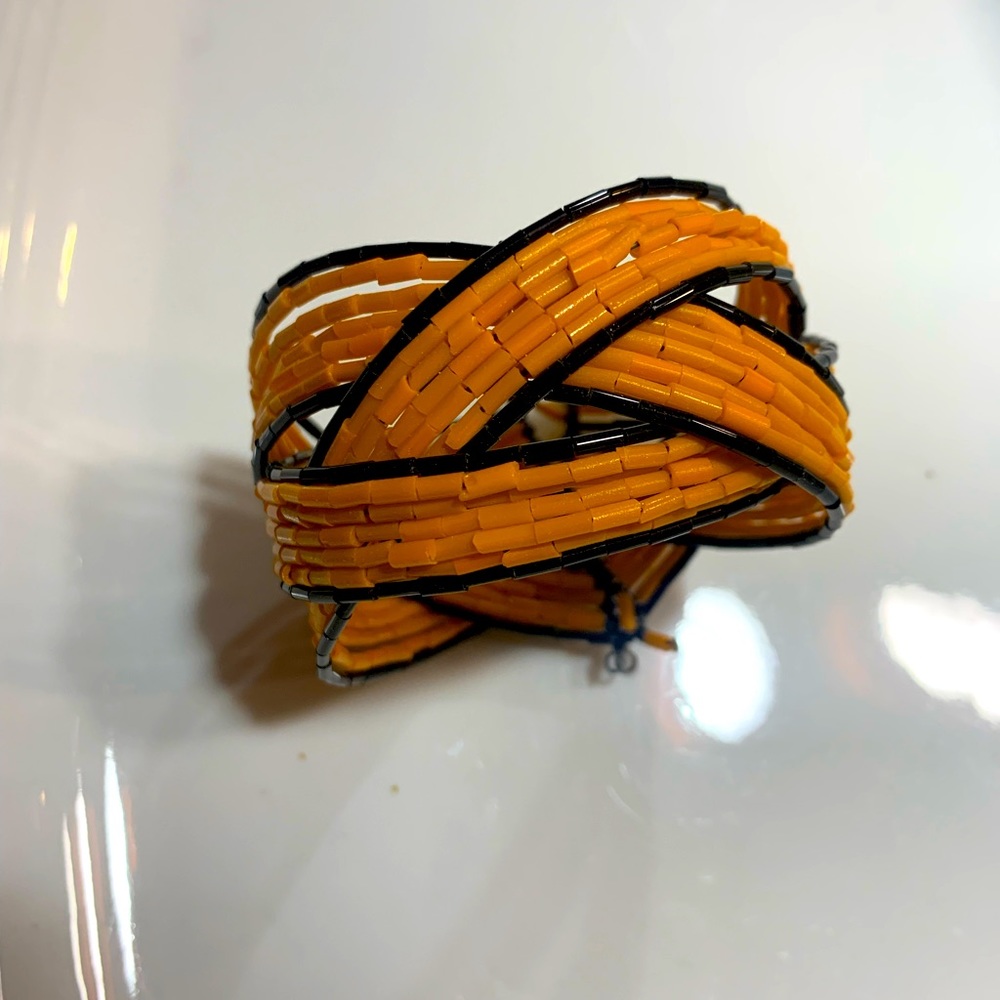 Orange and Black Beaded Cuff